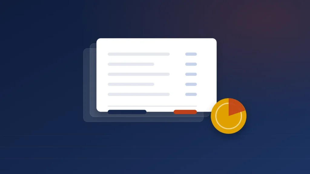 Illustration of a recruitment fee statement with a highlighted share of the total, in Beyond Bilingual navy and gold